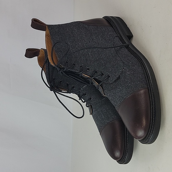 TAFT The Jack Cap Toe Boot In Grey/Oxblood Wool/Leather Men's - Picture 7 of 16